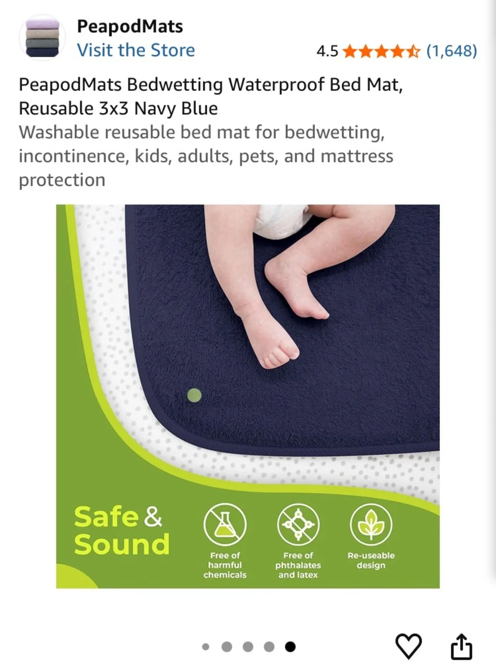 Waterproof Mattress Protector Pad - Navy Blue